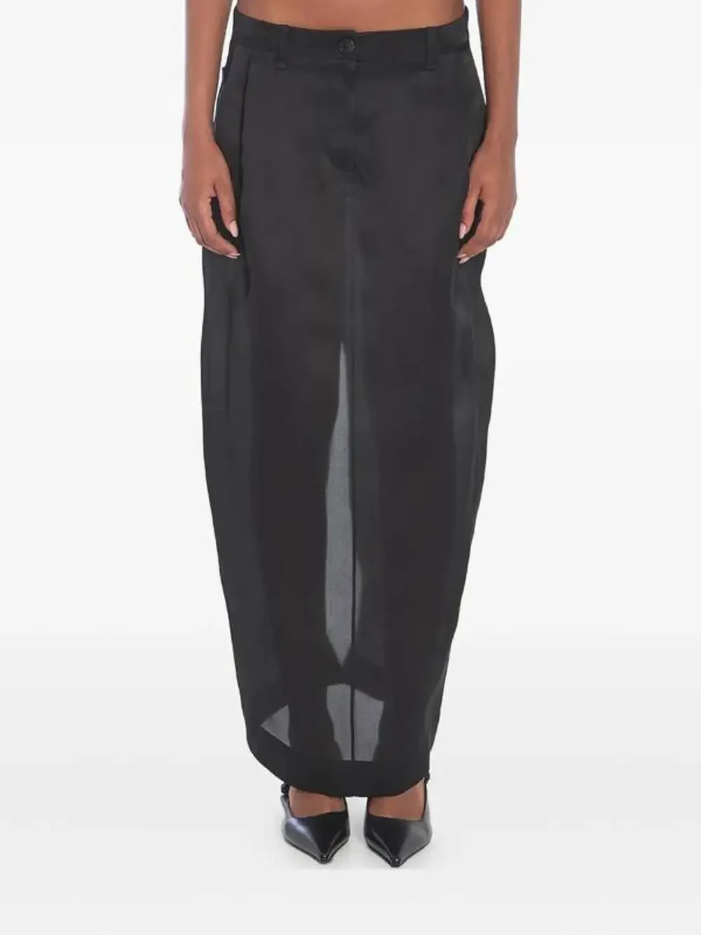 Sold@@Runway Pleated Silk Organza Maxi Skirt in Black 6